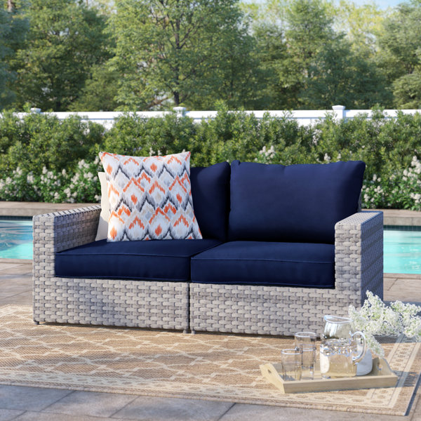Sol 72 Outdoor™ Kordell 64'' Wide Outdoor Wicker Loveseat with Cushions